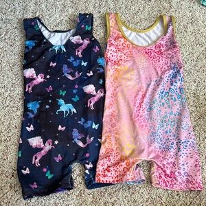 Set of gymnastic short leotards size 4/5 little girl